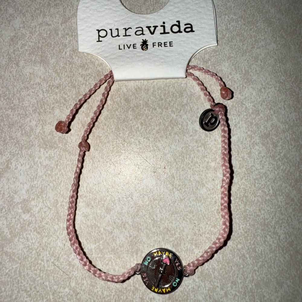 Pura Vida Light Pink Braided Bracelet with Charm